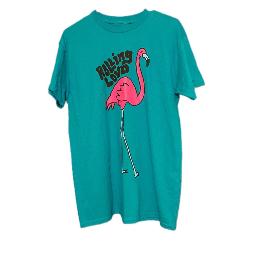 Original Rolling Loud T-Shirt. Blue / Pink flamingo Miami Style!